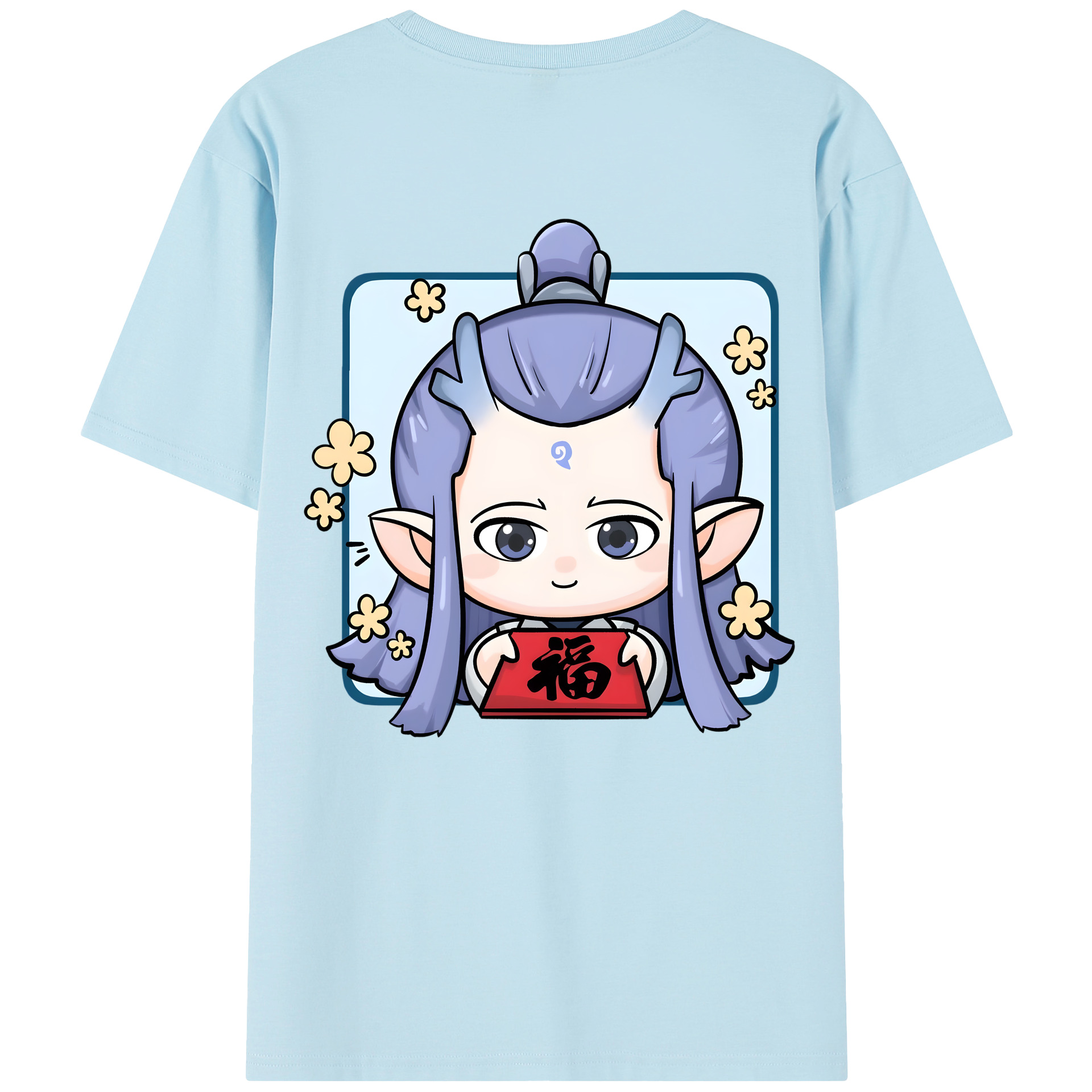 （画像用） Ne Zha 2 ナタ 魔童の大暴れ 綿100％半袖Tシャツ（背面プリント）